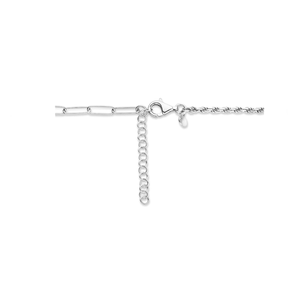 vDam Combi-collier Koord En Paperclip 3,5 Mm 41cm + 4 Cm Zilver Gerhodineerd 1335644  41cm