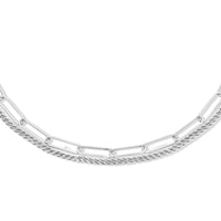 vDam Combi-collier Koord En Paperclip 4,5 Mm 41 + 4 Cm Zilver Gerhodineerd 1335647