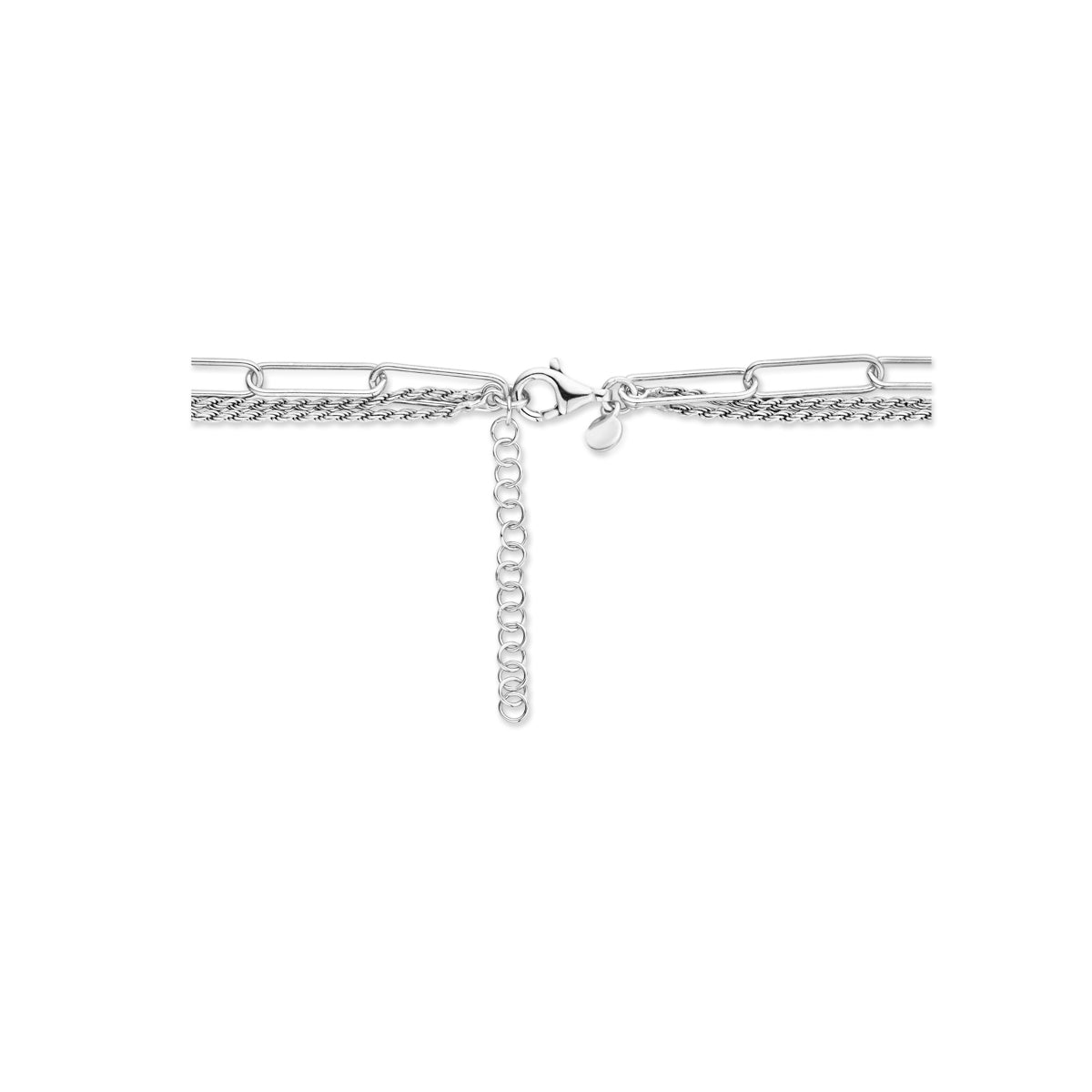vDam Combi-collier Koord En Paperclip 4,5 Mm 41cm + 4 Cm Zilver Gerhodineerd 1335647  41cm