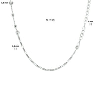 vDam Combi-collier Schakels 3,8 Mm 41cm + 4 Cm Zilver Gerhodineerd 1334048  41cm