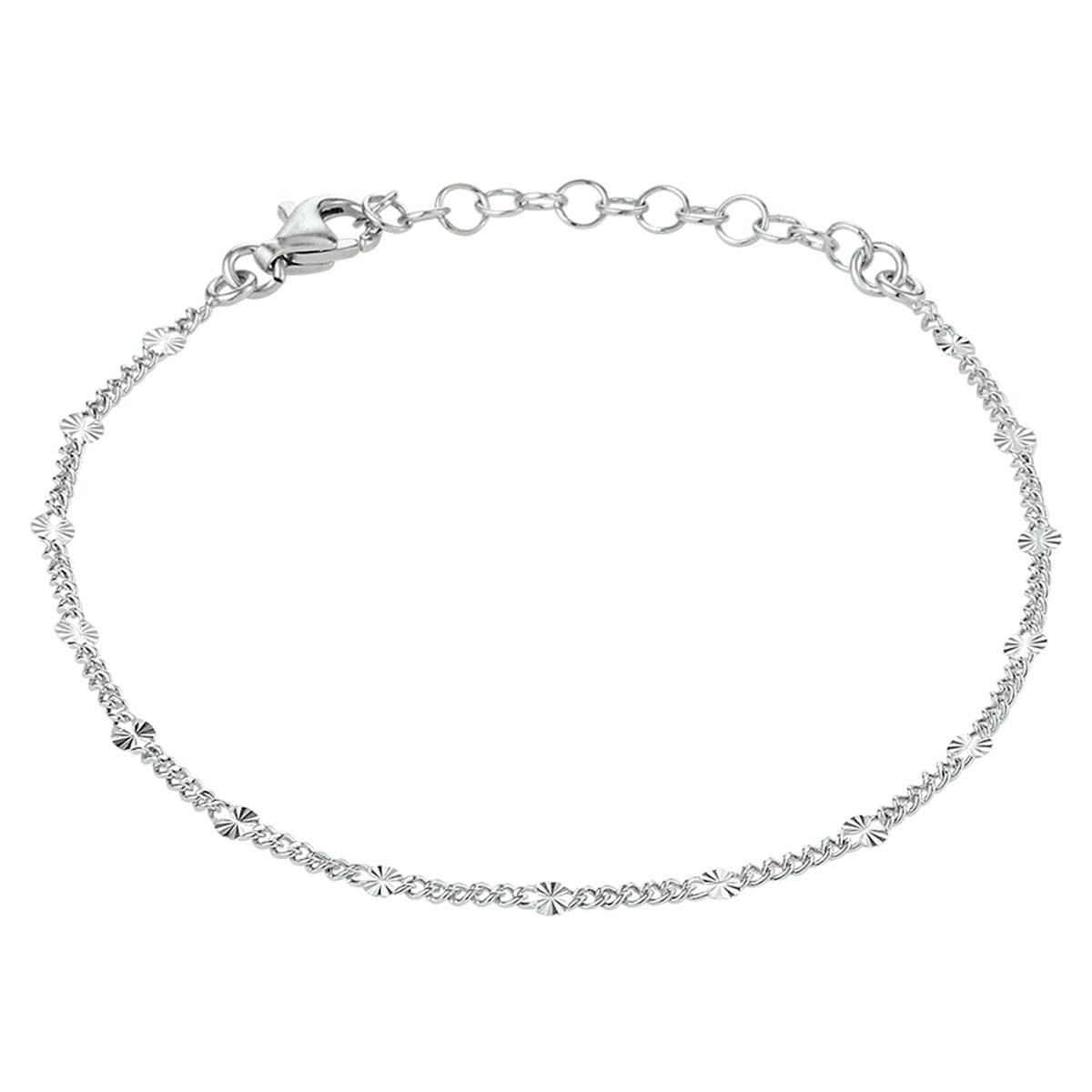 vDam Enkelbandje 2,5 Mm 24 + 2 Cm Zilver Gerhodineerd 1332720