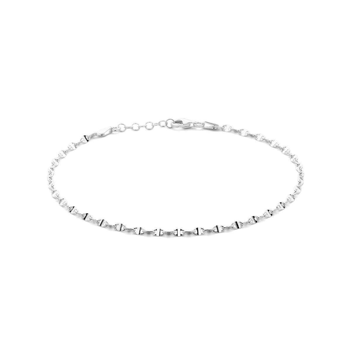 vDam Enkelbandje Koffieboon 2,8 Mm 24 Cm Zilver Gerhodineerd 1328285