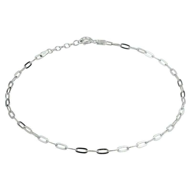 vDam Enkelbandje Paperclip Platte Buis 2,4 Mm Zilver Gerhodineerd 1332323