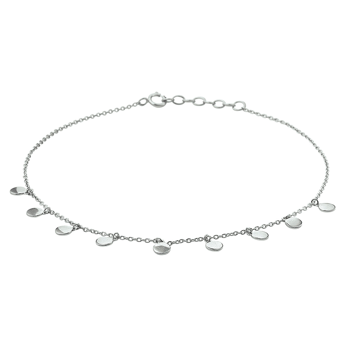 vDam Enkelbandje Rondjes 24 + 2 Cm Zilver Gerhodineerd 1328392