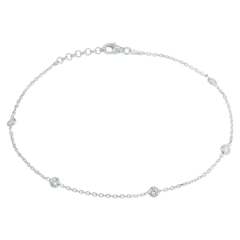 vDam Enkelbandje Zirkonia 24 + 2 Cm Zilver Gerhodineerd 1332780