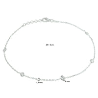 vDam Enkelbandje Zirkonia 24cm + 2 Cm Zilver Gerhodineerd 1332780  24cm