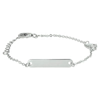 vDam Graveerarmband Dolfijn Zirkonia Plaat 4,0 Mm 11 + 2 Cm Zilver Gerhodineerd 1328894