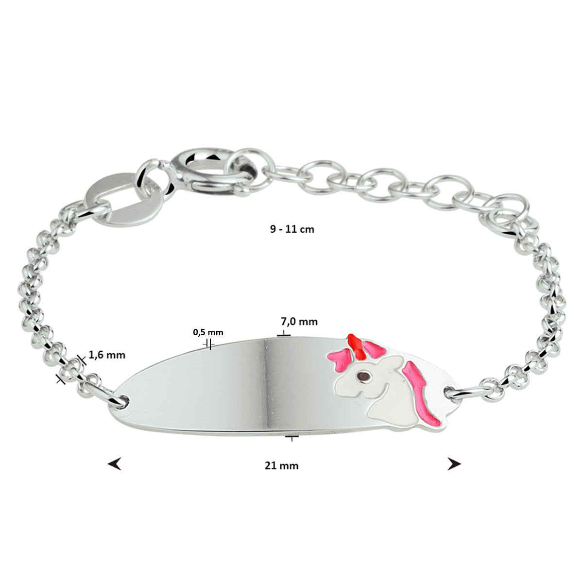 vDam Graveerarmband Eenhoorn Plaat 7 Mm Zilver Gerhodineerd 1332329cm  9cm