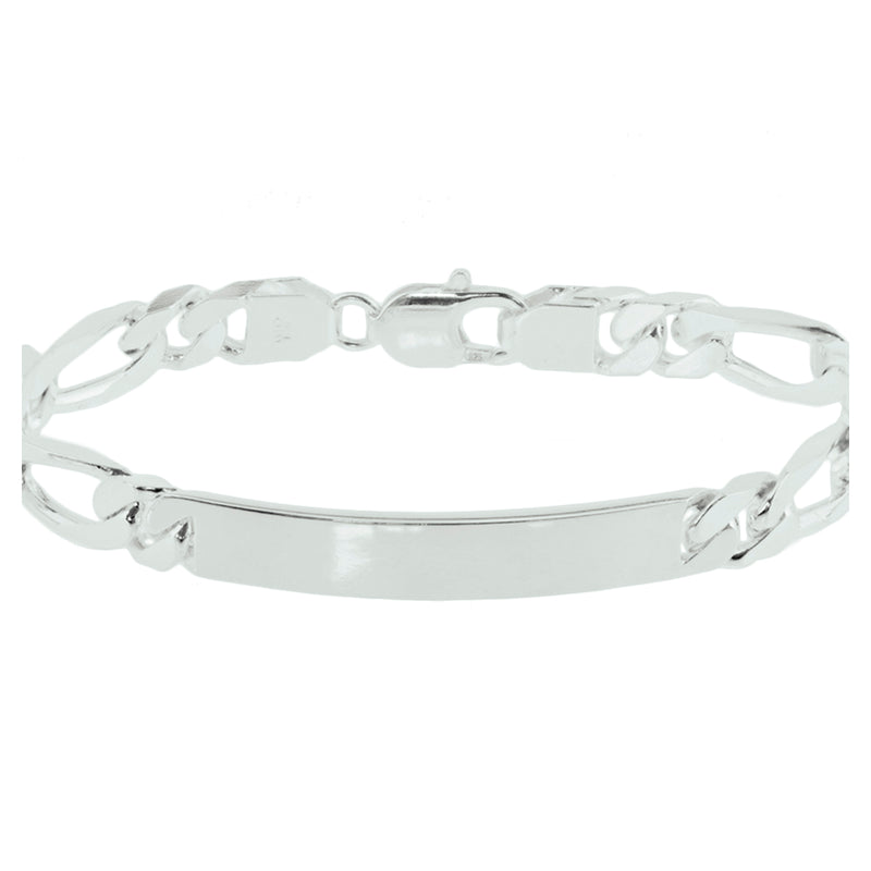 vDam Graveerarmband Figaro Plaat 8 Mm 20 Cm Zilver Gerhodineerd 1329842