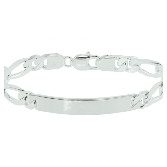 vDam Graveerarmband Figaro Plaat 8 Mm 20 Cm Zilver Gerhodineerd 1329842