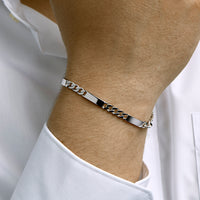 vDam Graveerarmband Gourmette 6-zijdes Geslepen Plaat 5,0 Mm Zilver Gerhodineerd 1332224  19cm