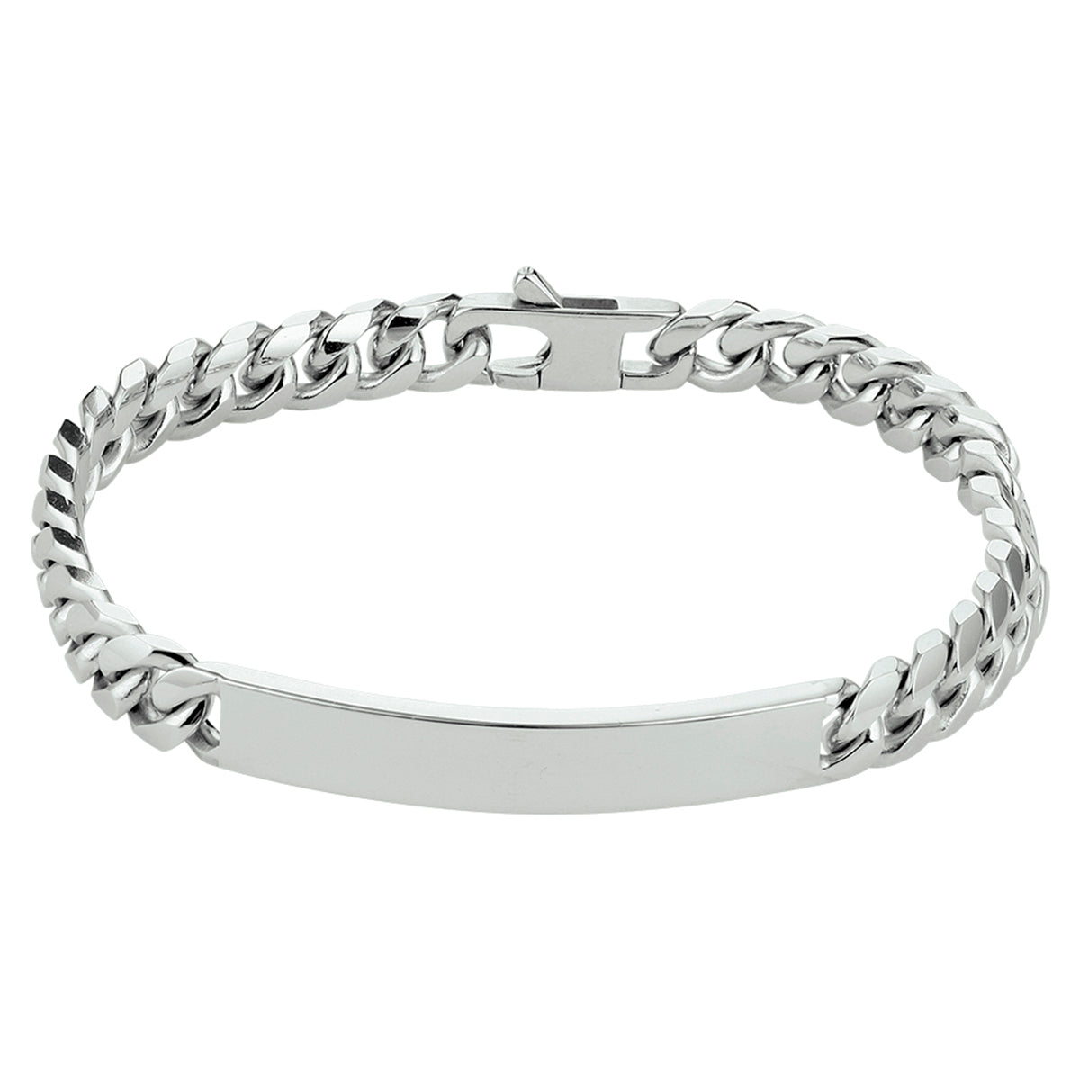 vDam Graveerarmband Gourmette 6-zijdes Geslepen Plaat 7,0 Mm 20,5 Cm Zilver Gerhodineerd 1330516