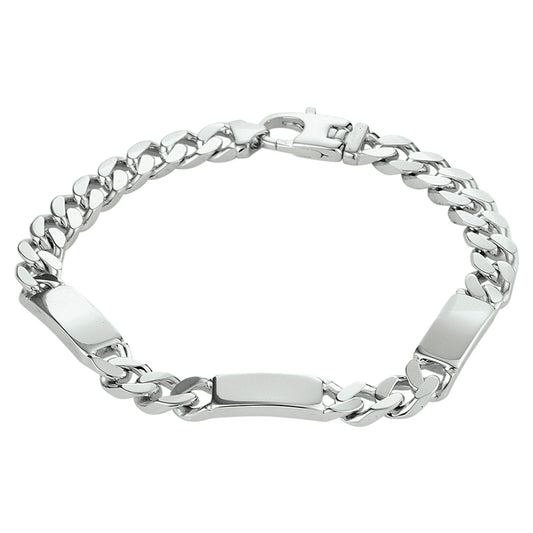 vDam Graveerarmband Gourmette 6-zijdes Geslepen Plaat 7,0 Mm Zilver Gerhodineerd 1332226