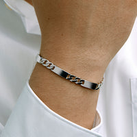 vDam Graveerarmband Gourmette 6-zijdes Geslepen Plaat 7,0 Mm Zilver Gerhodineerd 1332226  20cm