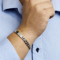 vDam Graveerarmband Gourmette 6-zijdes Geslepen Plaat 8,5 Mm 21cm Cm Zilver Gerhodineerd 1330515  21cm