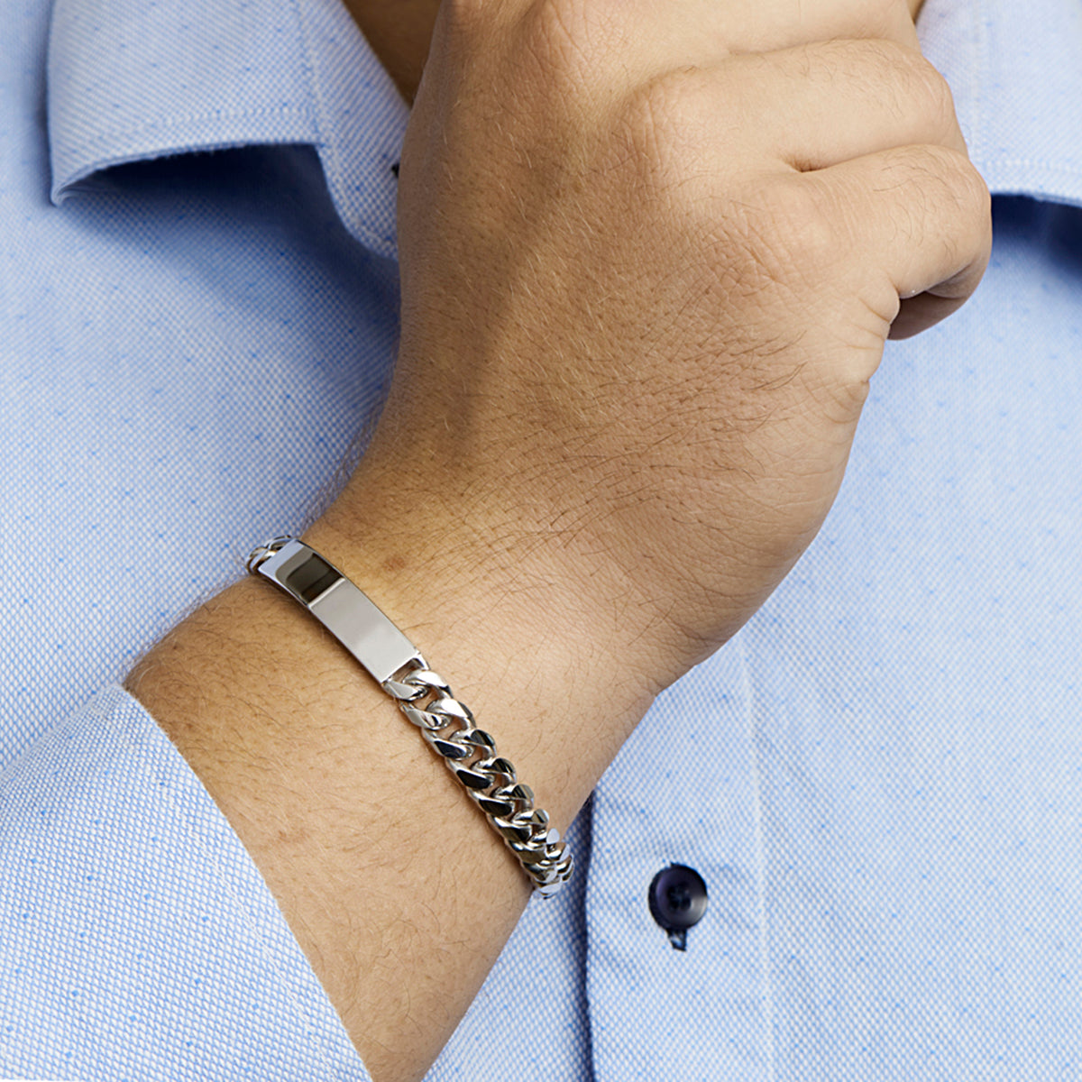 vDam Graveerarmband Gourmette 6-zijdes Geslepen Plaat 8,5 Mm 21cm Cm Zilver Gerhodineerd 1330515  21cm