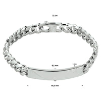 vDam Graveerarmband Gourmette 6-zijdes Geslepen Plaat 8,5 Mm 21cm Cm Zilver Gerhodineerd 1330515  21cm