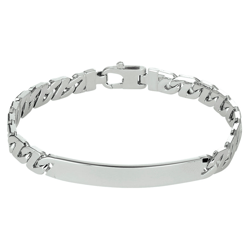 vDam Graveerarmband Gourmette Plaat 6,5 Mm Zilver Gerhodineerd 1330513