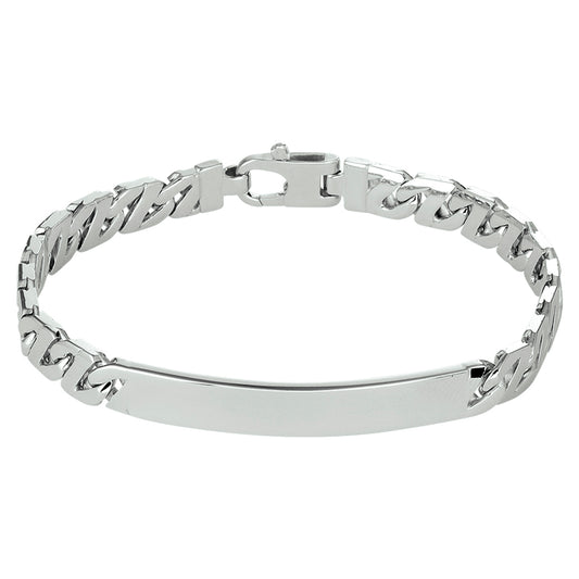 vDam Graveerarmband Gourmette Plaat 6,5 Mm Zilver Gerhodineerd 1330513
