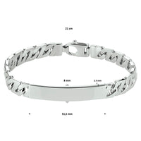 vDam Graveerarmband Gourmette Plaat 8 Mm Zilver Gerhodineerd 1330180  21cm