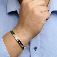 vDam Graveerarmband Gourmette Plaat 8 Mm Zilver Gerhodineerd 1330180  21cm