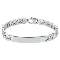 vDam Graveerarmband Gourmette Plaat 8 Mm Zilver Gerhodineerd 1330512