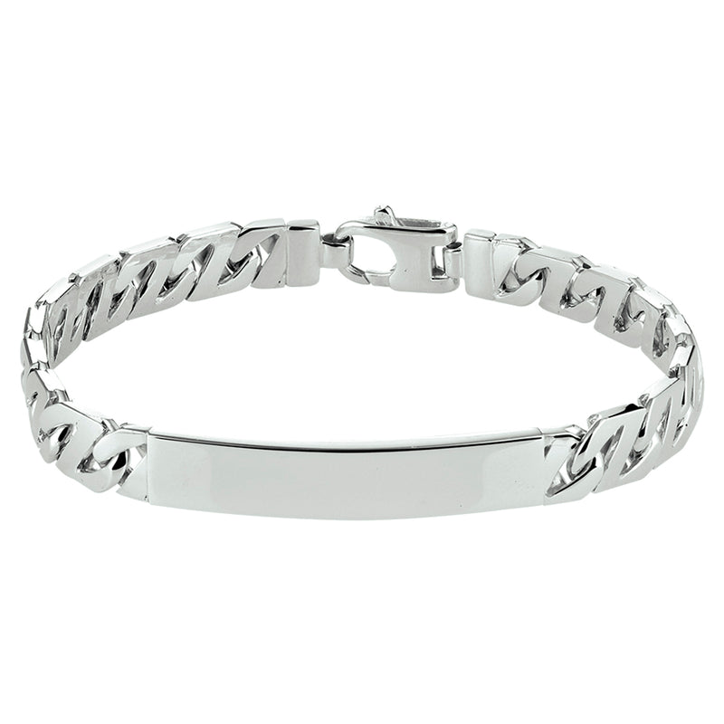 vDam Graveerarmband Gourmette Plaat 8 Mm Zilver Gerhodineerd 1330512