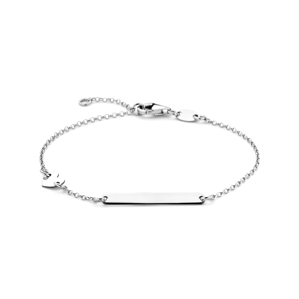 vDam Graveerarmband Hart En Plaat 3,5 Mm 14 - 16 Zilver Gerhodineerd 1338747