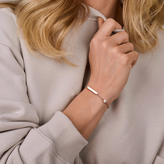 vDam Graveerarmband Hart En Plaat 3,5 Mm 16cm - 18 Cm Zilver Gerhodineerd 1338748  16cm