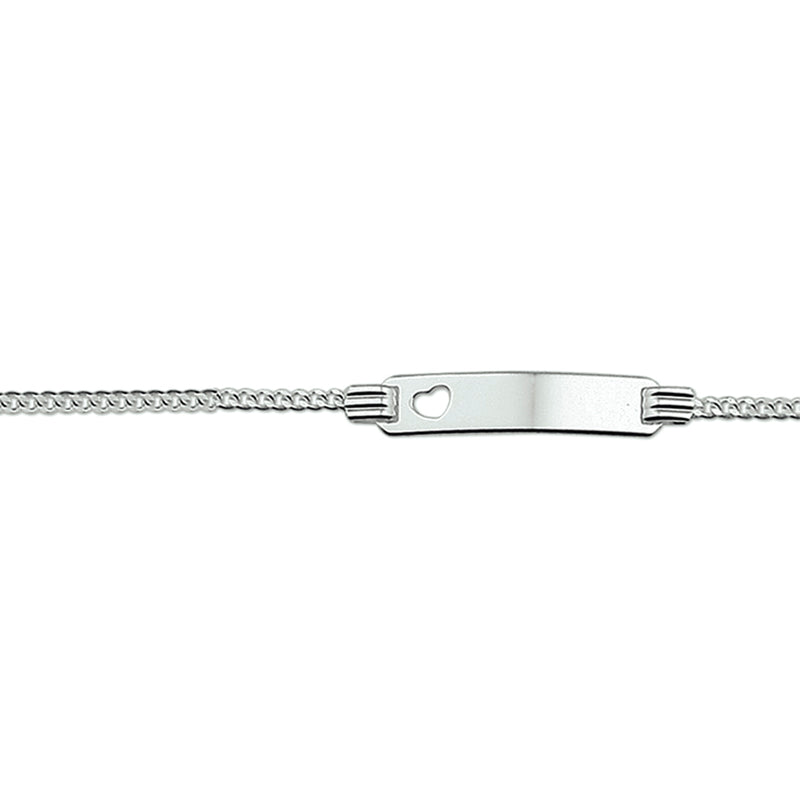 vDam Graveerarmband Hart Gourmette Plaat 4,8 Mm Zilver Gerhodineerd 1329657