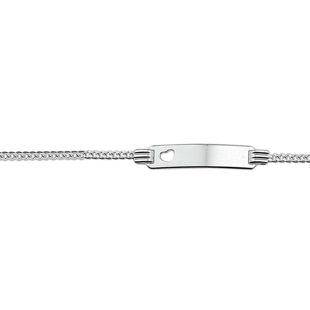 vDam Graveerarmband Hart Gourmette Plaat 4,8 Mm Zilver Gerhodineerd 1329656