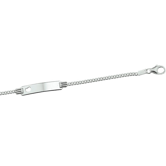 vDam Graveerarmband Hart Gourmette Plaat 4,8 Mm Zilver Gerhodineerd 1329657  11cm