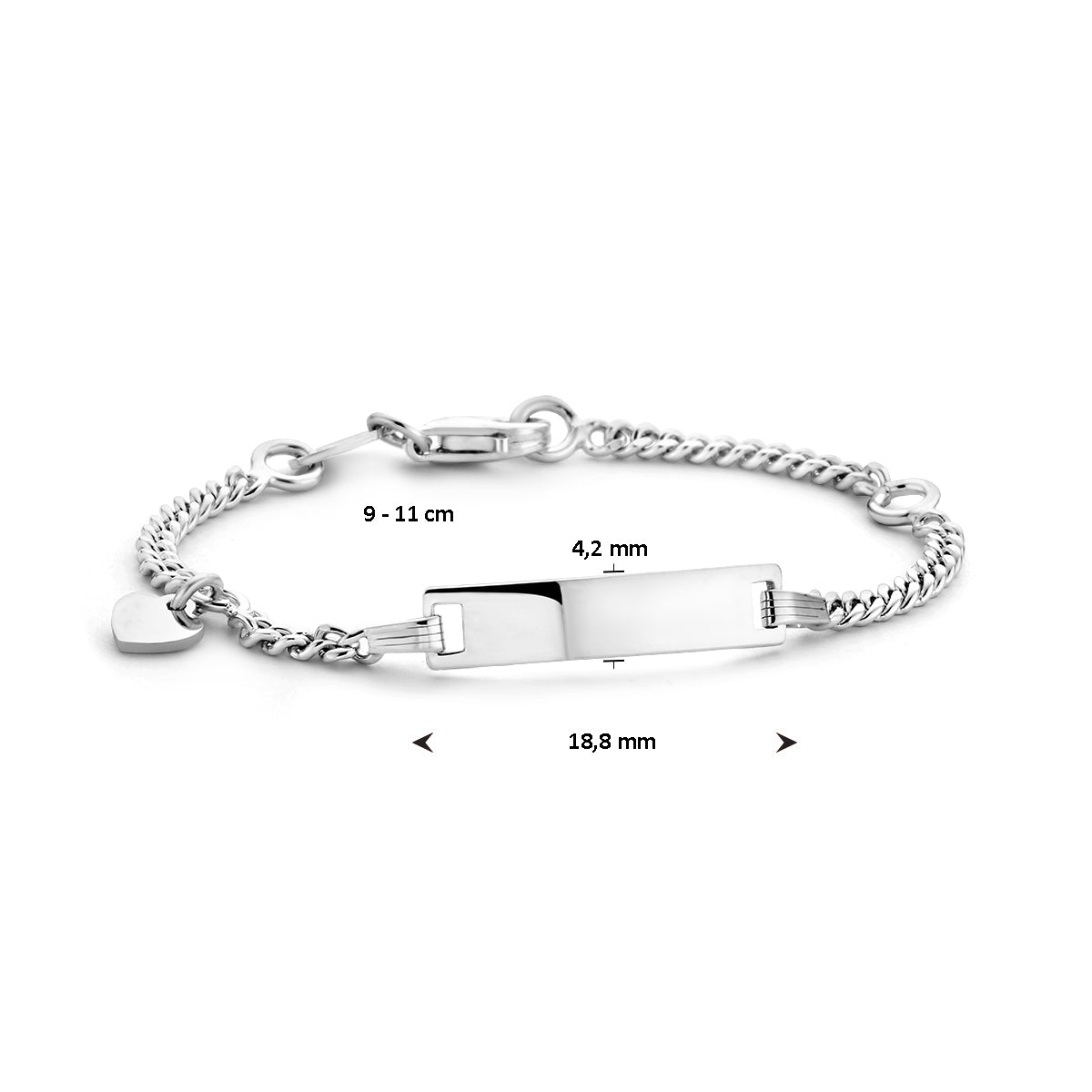vDam Graveerarmband Hart Plaat 4,2 Mm Zilver Gerhodineerd 1329cm662  9cm