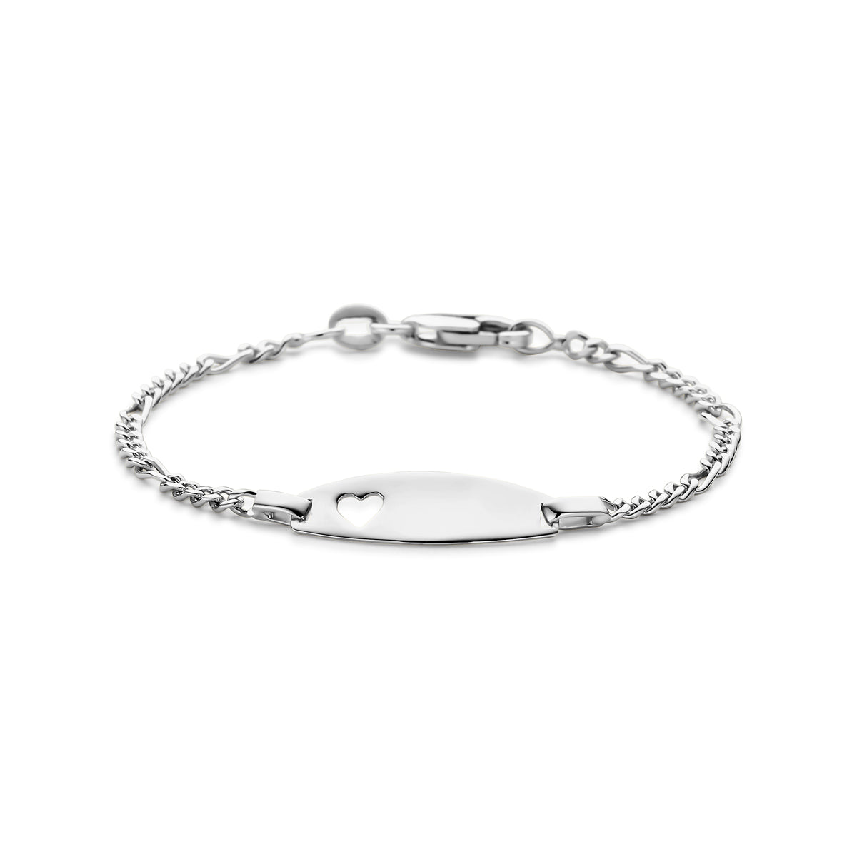 vDam Graveerarmband Hartje 11 - 13 Cm Zilver Wit 1021943