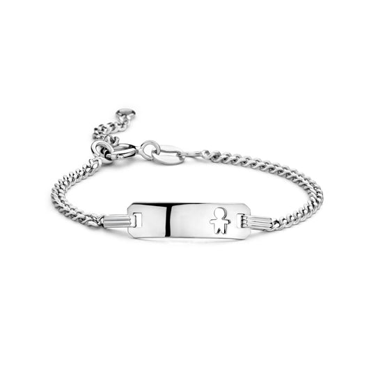 vDam Graveerarmband Jongen Gourmette Plaat 5,5 Mm Zilver Gerhodineerd 1335563