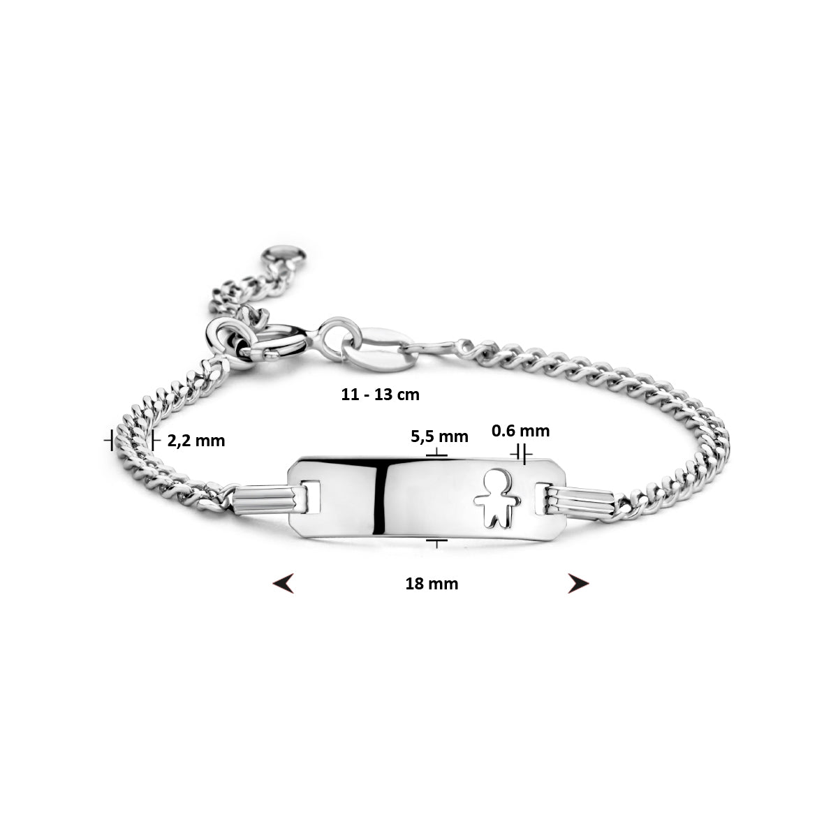 vDam Graveerarmband Jongen Gourmette Plaat 5,5 Mm Zilver Gerhodineerd 1335564  11cm