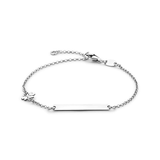 vDam Graveerarmband Klavertje En Plaat 3,5 Mm 16 - 18 Cm Zilver Gerhodineerd 1338746