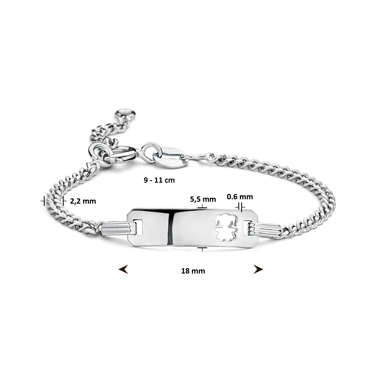 vDam Graveerarmband Meisje Gourmette Plaat 5,5 Mm Zilver Gerhodineerd 1335565  9cm