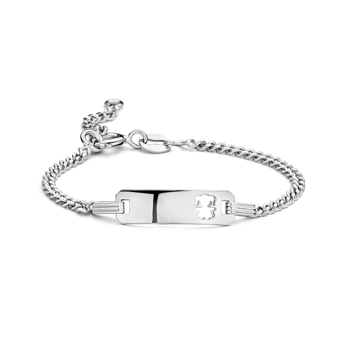 vDam Graveerarmband Meisje Gourmette Plaat 5,5 Mm Zilver Gerhodineerd 1335565