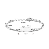 vDam Graveerarmband Paperclip Platte Buis Plaat 5,0 Mm 11cm + 2 Cm Zilver Gerhodineerd 1335178  11cm