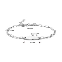 vDam Graveerarmband Paperclip Platte Buis Plaat 5,0 Mm 16cm + 2 Cm Zilver Gerhodineerd 1335179  16cm