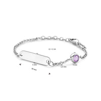vDam Graveerarmband Plaat 5,0 Mm Met Geboortesteen 11cm + 2 Cm Zilver Gerhodineerd 1338657  11cm