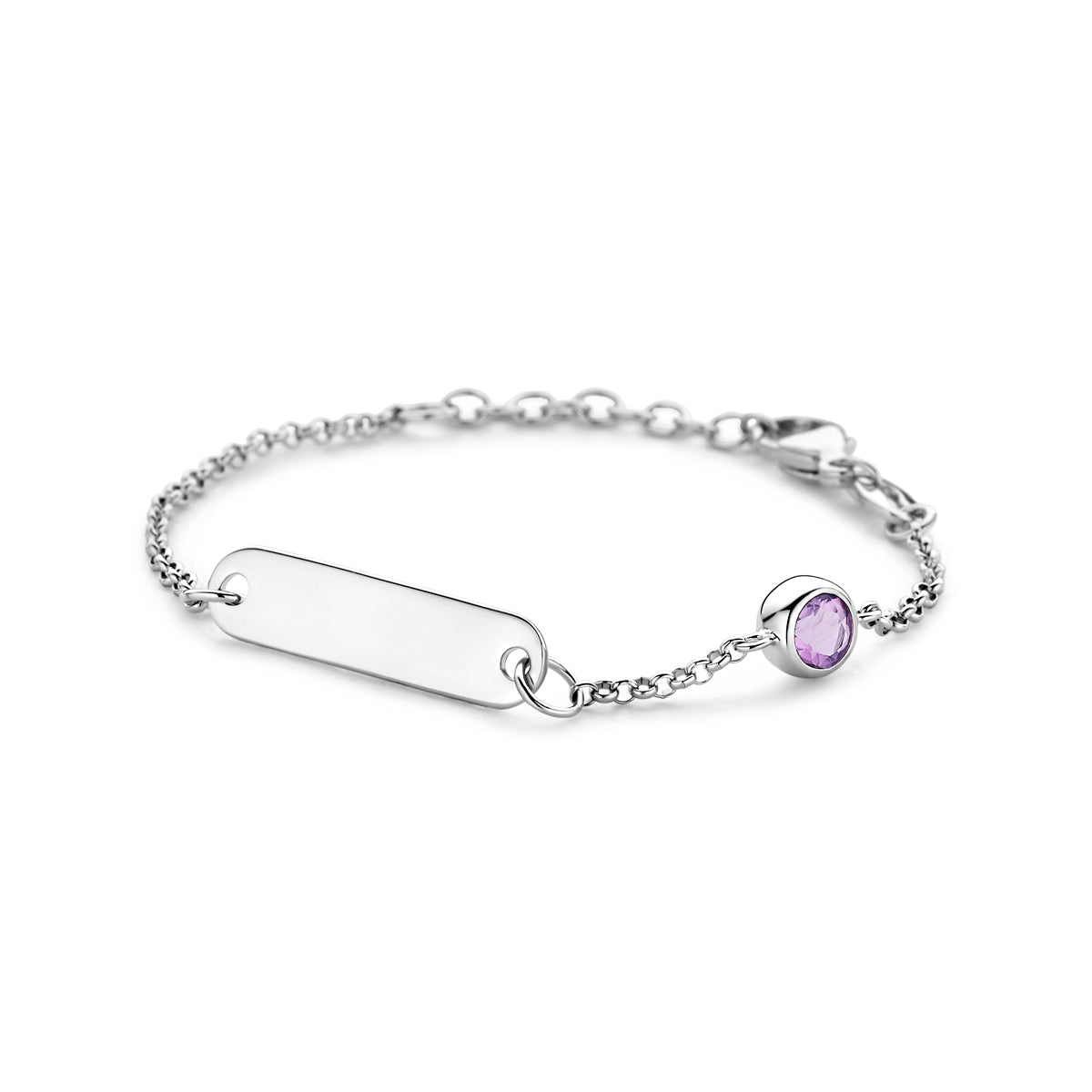 vDam Graveerarmband Plaat 5,0 Mm Met Geboortesteen 11 + 2 Cm Zilver Gerhodineerd 1338657