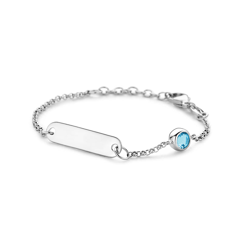 vDam Graveerarmband Plaat 5,0 Mm Met Geboortesteen 11 + 2 Cm Zilver Gerhodineerd 1338658