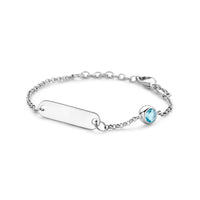 vDam Graveerarmband Plaat 5,0 Mm Met Geboortesteen 11 + 2 Cm Zilver Gerhodineerd 1338667