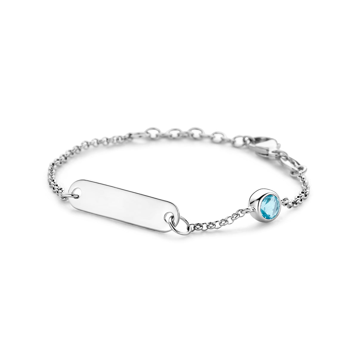 vDam Graveerarmband Plaat 5,0 Mm Met Geboortesteen 11 + 2 Cm Zilver Gerhodineerd 1338667