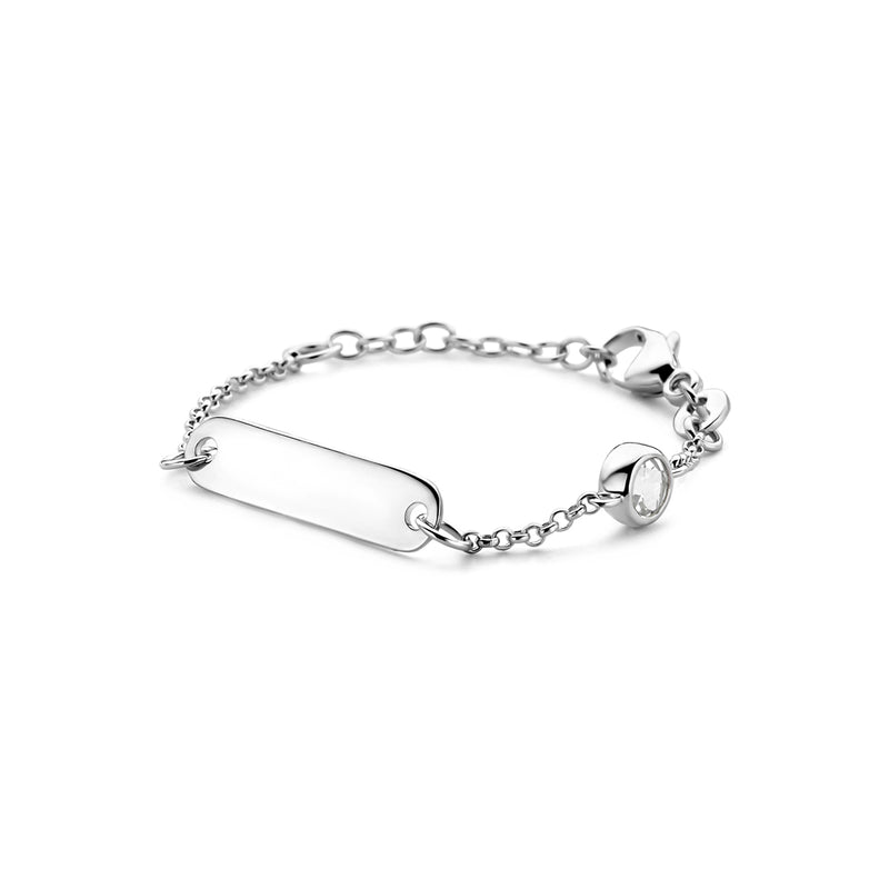 vDam Graveerarmband Plaat 5,0 Mm Met Geboortesteen 9 + 2 Cm Zilver Gerhodineerd 1338646