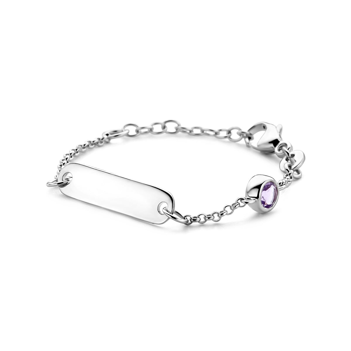 vDam Graveerarmband Plaat 5,0 Mm Met Geboortesteen 9 + 2 Cm Zilver Gerhodineerd 1338648