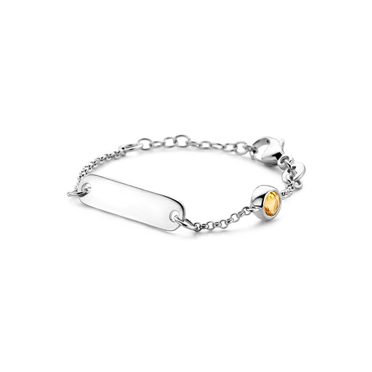 vDam Graveerarmband Plaat 5,0 Mm Met Geboortesteen 9 + 2 Cm Zilver Gerhodineerd 1338653