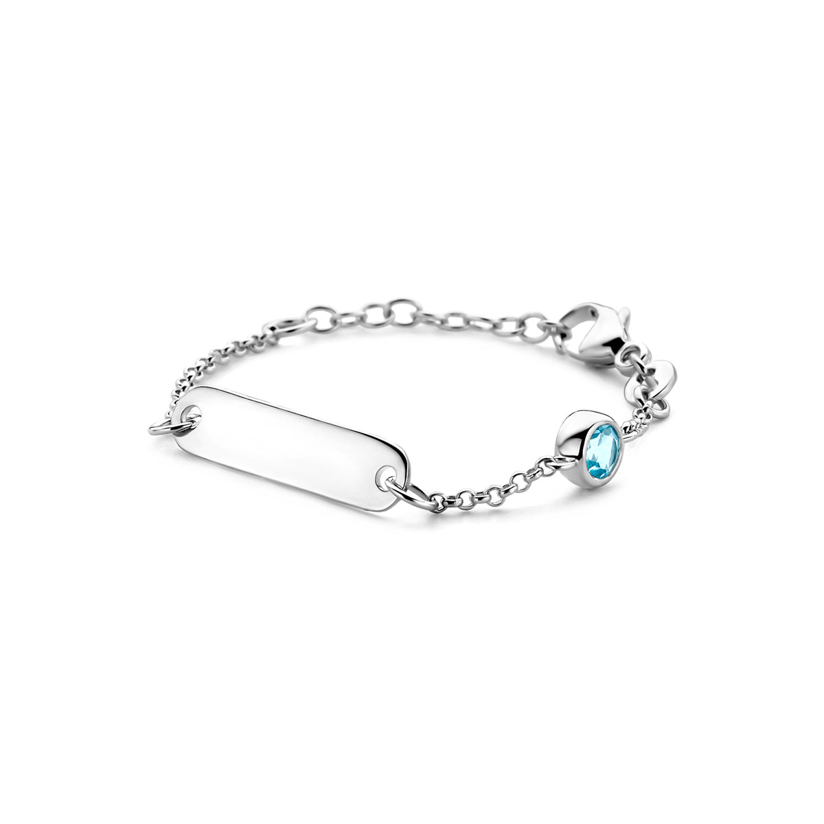 vDam Graveerarmband Plaat 5,0 Mm Met Geboortesteen 9 + 2 Cm Zilver Gerhodineerd 1338654